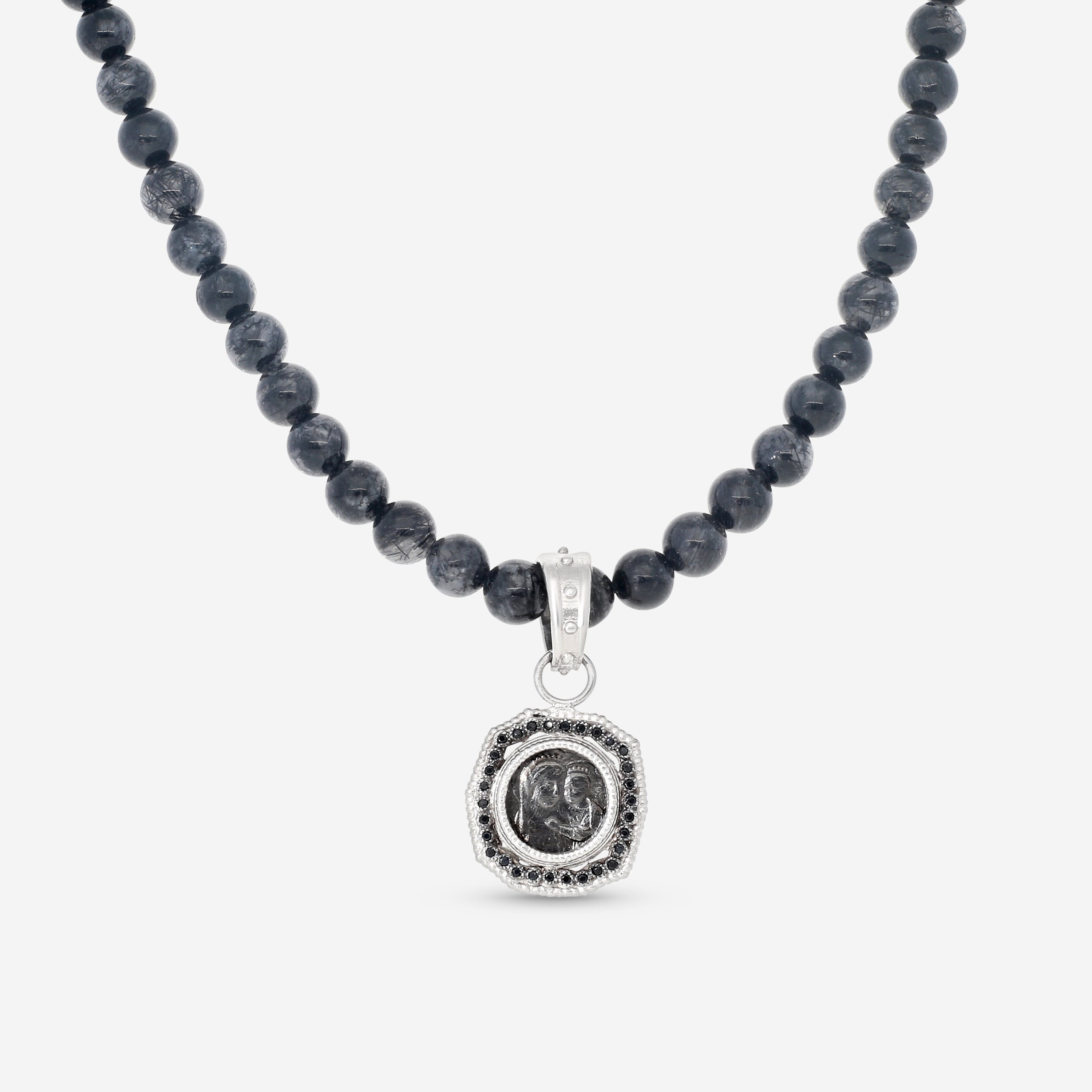 Armenta Sterling Silver Black Sapphire Pendant Necklace 22249
