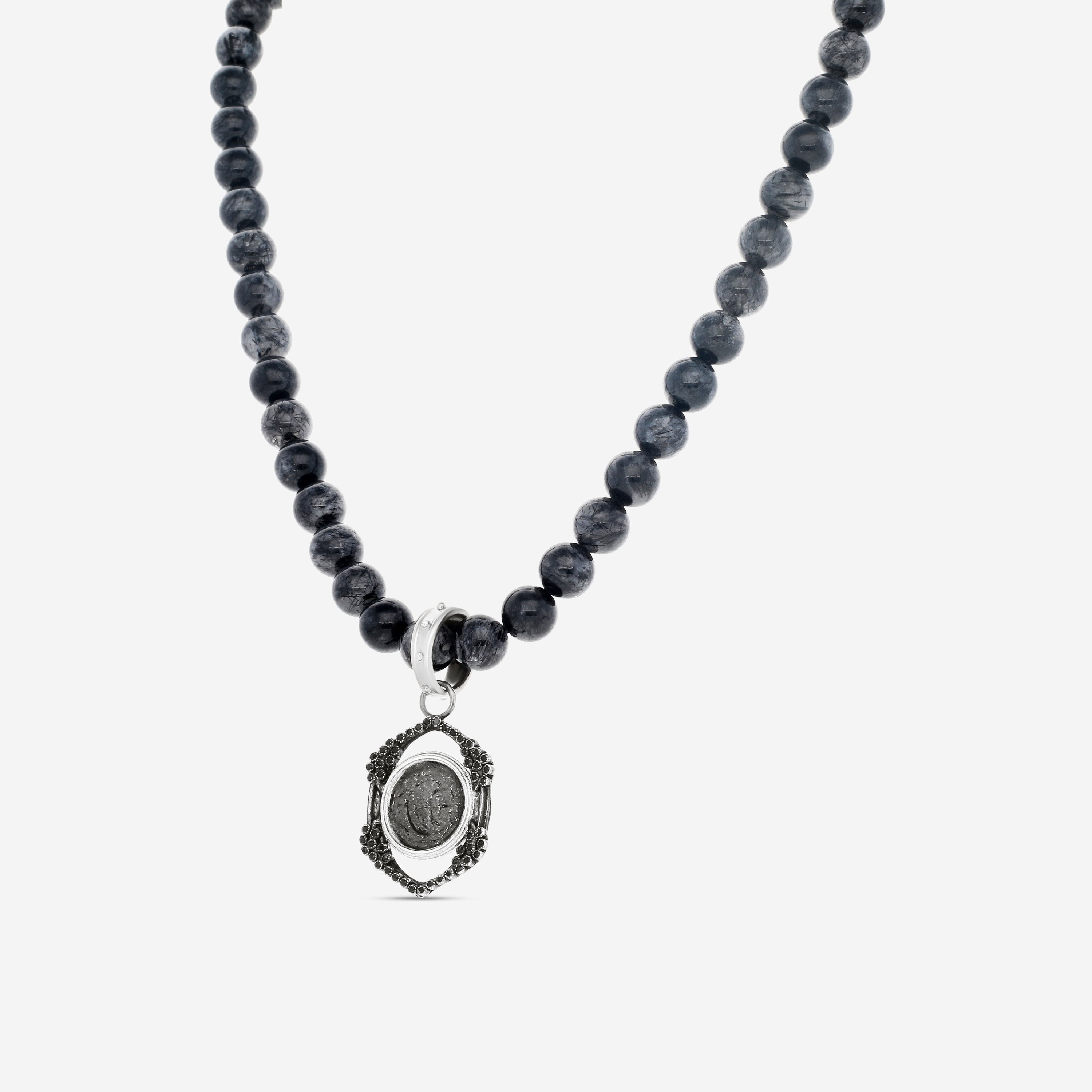 Armenta Sterling Silver Black Sapphire Pendant Necklace 22251