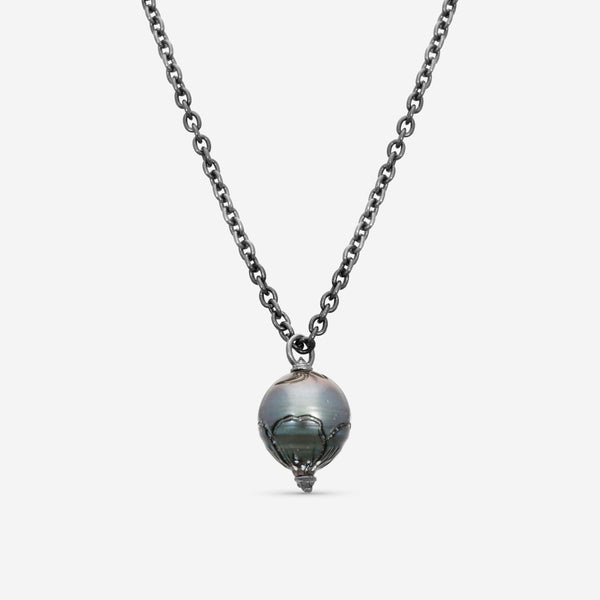 Armenta Grey Sterling Silver Tahitian Pearl Pendant Necklace 22307