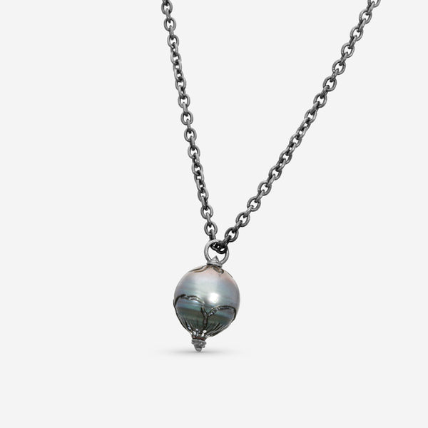Armenta Grey Sterling Silver Tahitian Pearl Pendant Necklace 22307