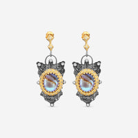 Armenta 18K Yellow Gold Diamond & Blue Mother of Pearl Drop Earrings 22316