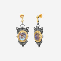 Armenta 18K Yellow Gold Diamond & Blue Mother of Pearl Drop Earrings 22316