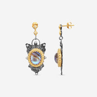 Armenta 18K Yellow Gold Diamond & Blue Mother of Pearl Drop Earrings 22316