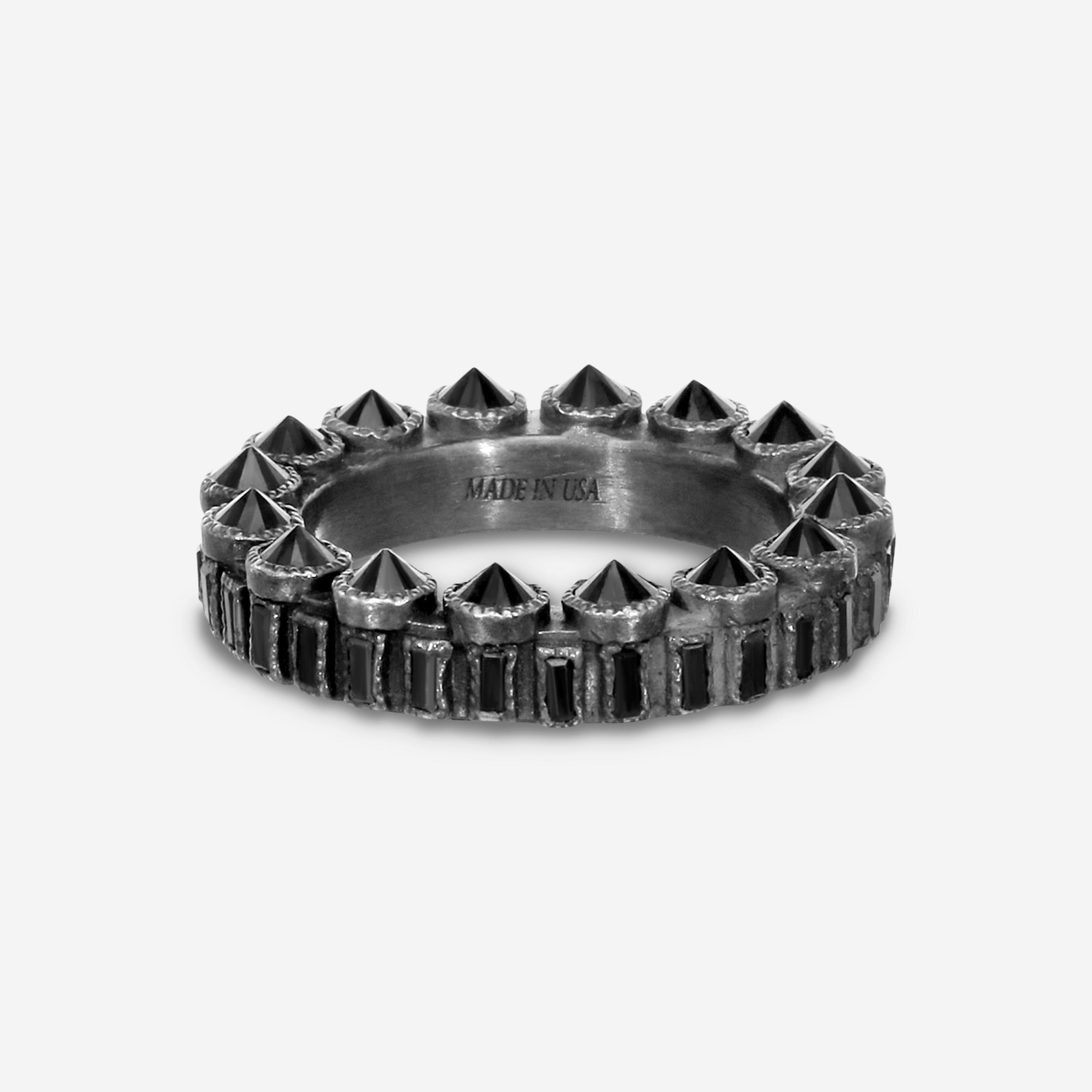 Armenta Grey Sterling Silver Black Sapphire Band Ring Sz. 6.5 22327