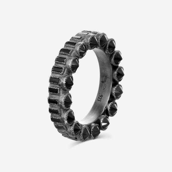 Armenta Grey Sterling Silver Black Sapphire Band Ring Sz. 6.5 22327