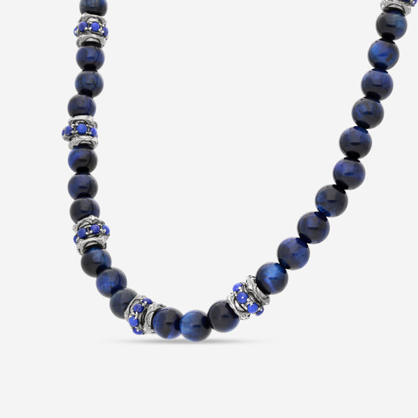 Armenta Sterling Silver Champagne Diamond & Lapis Beaded Necklace 22345