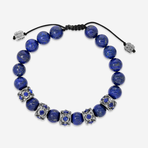 Armenta Sterling Silver Champagne Diamond & Lapis Beaded Bracelet 22349