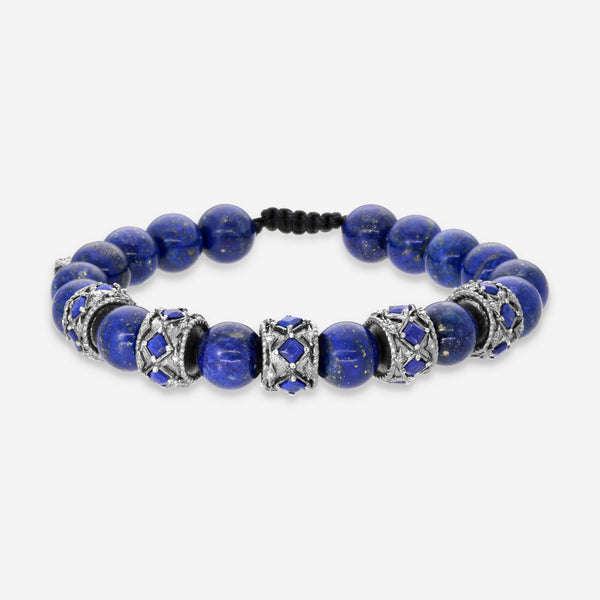 Armenta Sterling Silver Champagne Diamond & Lapis Beaded Bracelet 22349