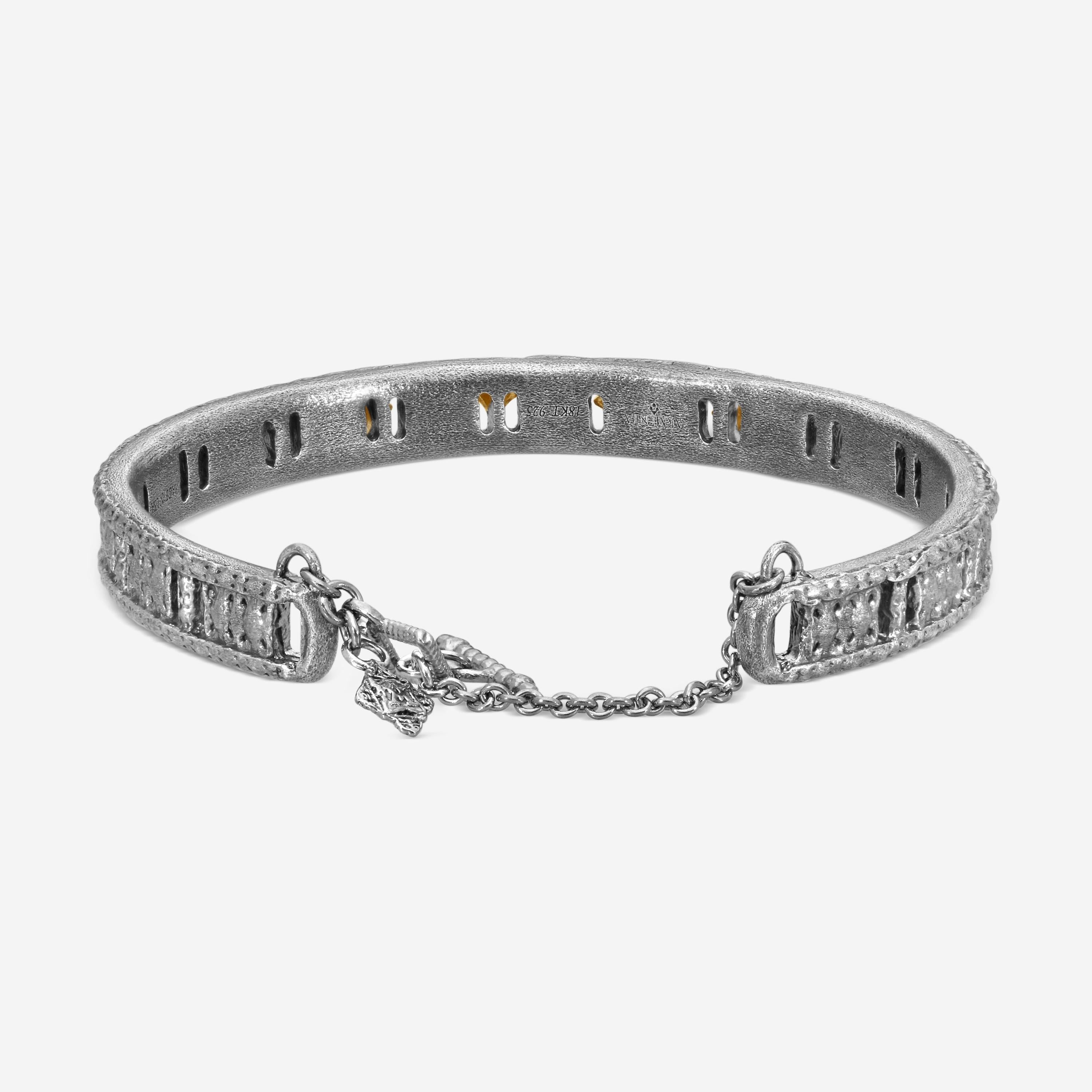 Armenta New World Grey Sterling Silver Ruby & Diamond Carved Cuff Bracelet 22749