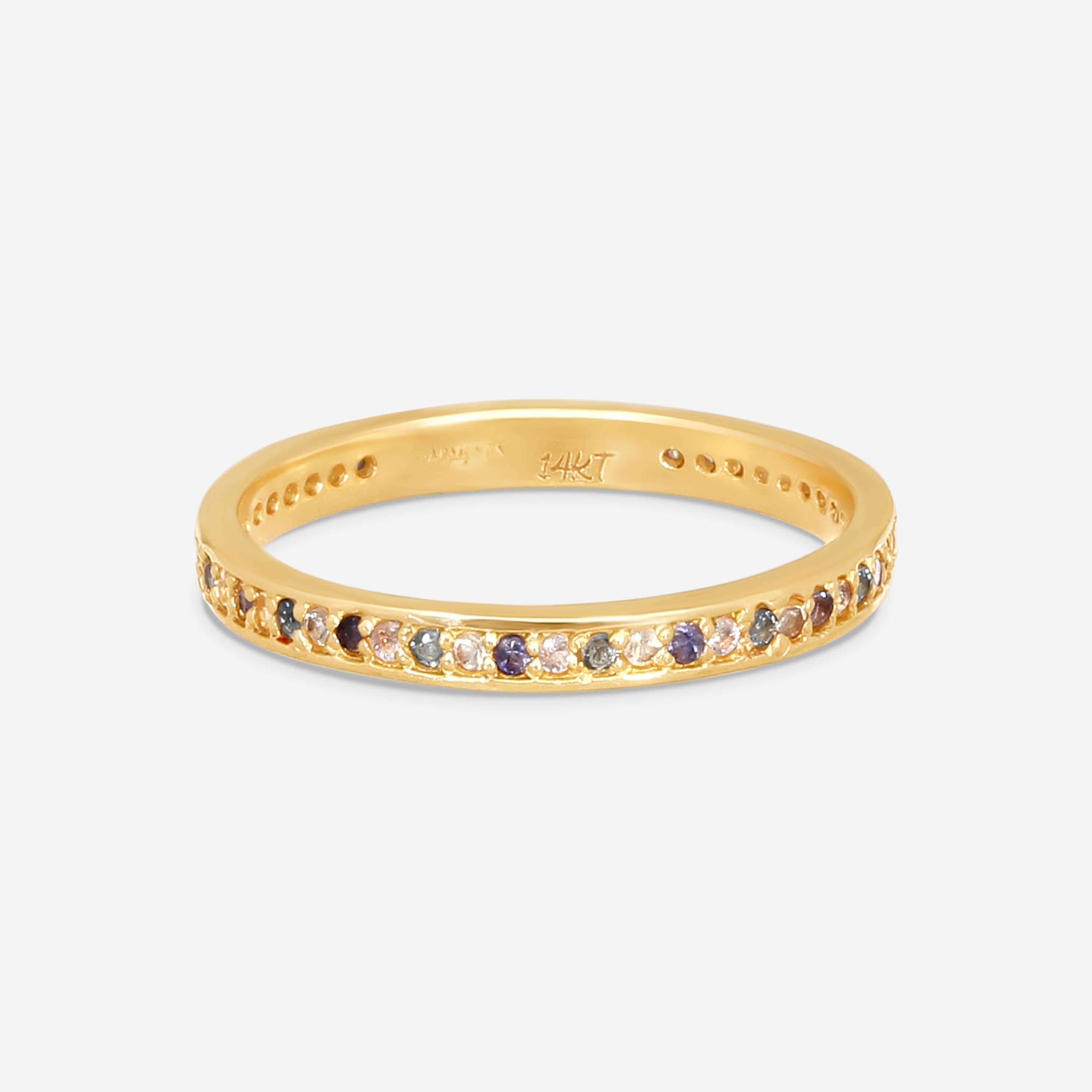 Armenta 14K Rose Gold Purple Multi-Gemstone Stack Band Ring Sz. 6 22921