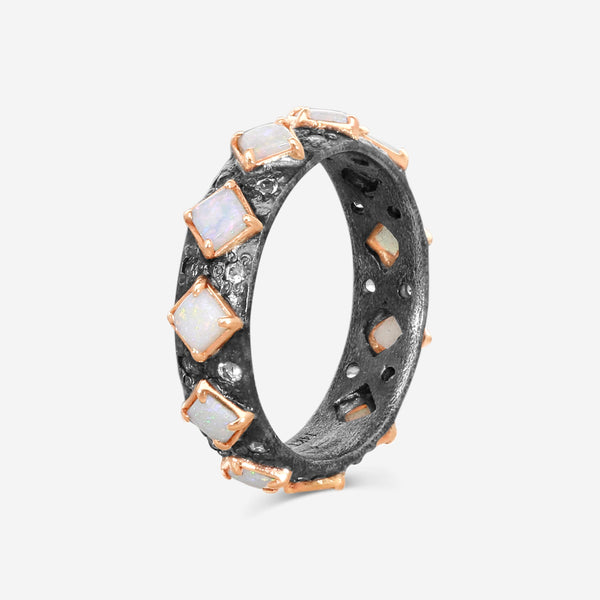 Armenta 14K Rose Gold & Blackened Sterling Silver Multi-Stone Ring Sz. 8 22952