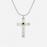Konstantino 18K Yellow Gold & Sterling Silver Onyx Hammered Cross Pendant STKJ163-130-120 - THE SOLIST