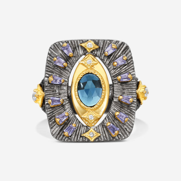 Armenta 18K Yellow Gold & Grey Sterling Silver Multi-Gemstone Ring Sz. 7 23045 - THE SOLIST