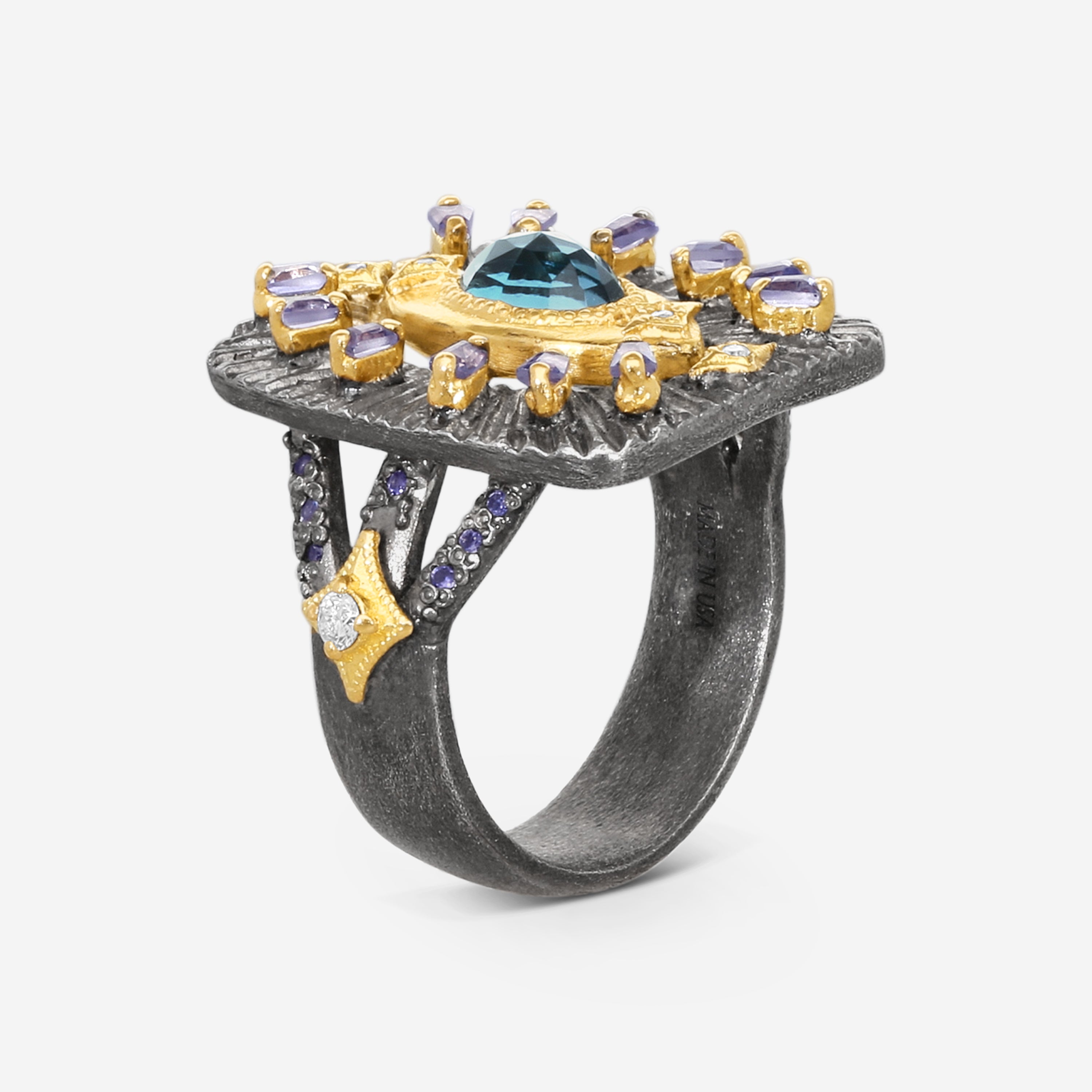 Armenta 18K Yellow Gold & Grey Sterling Silver Multi-Gemstone Ring Sz. 7 23045 - THE SOLIST