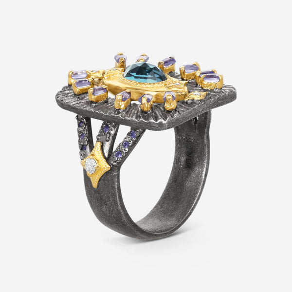 Armenta 18K Yellow Gold & Grey Sterling Silver Multi-Gemstone Ring Sz. 7 23045 - THE SOLIST