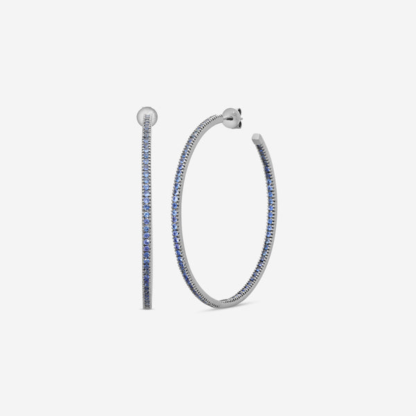 Sydney Evan 14K Blackened Gold Sapphire Large Hoop Earrings 23327S-B