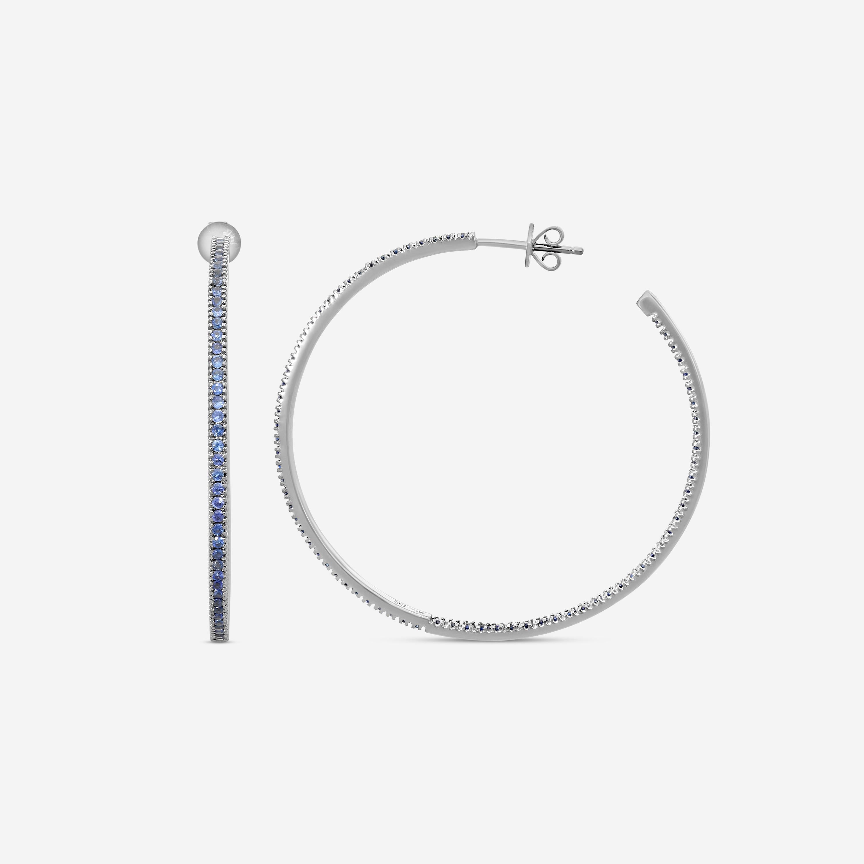 Sydney Evan 14K Blackened Gold Sapphire Large Hoop Earrings 23327S-B