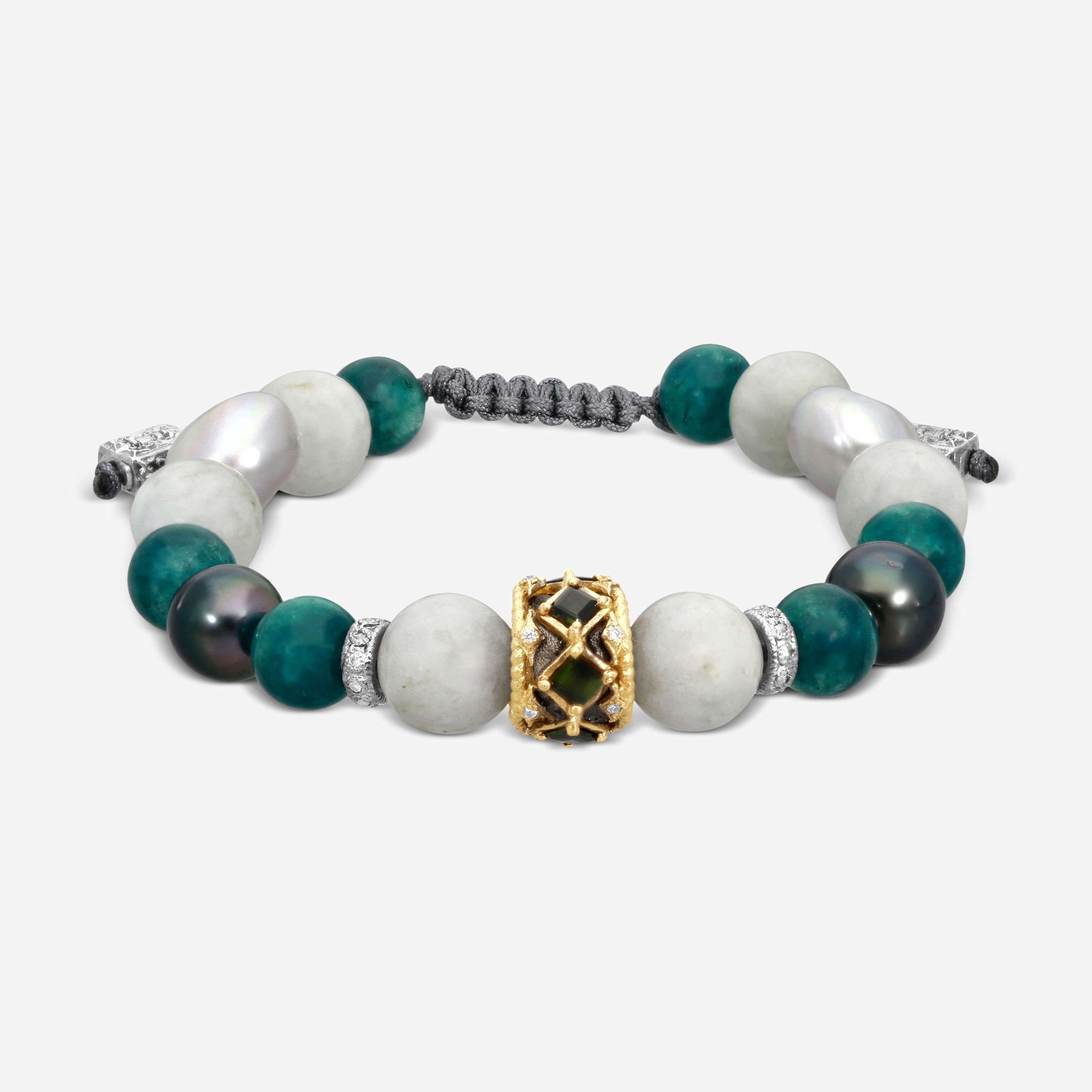 Armenta 18K Yellow Gold & Grey Sterling Silver Multi-Stone Beaded Bracelet 23369