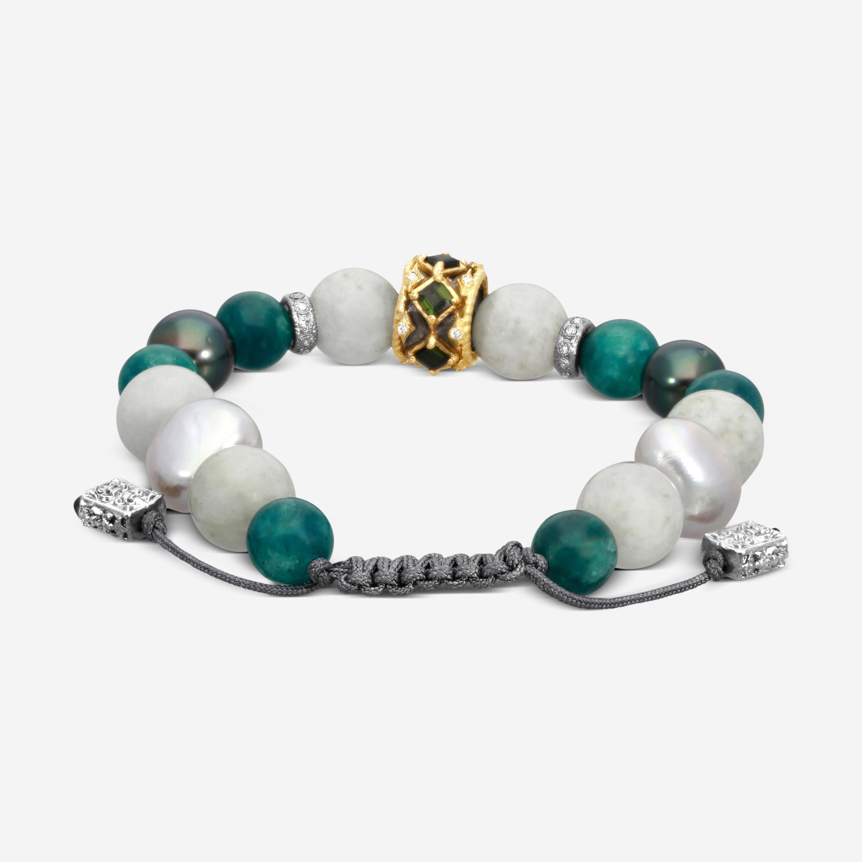 Armenta 18K Yellow Gold & Grey Sterling Silver Multi-Stone Beaded Bracelet 23369