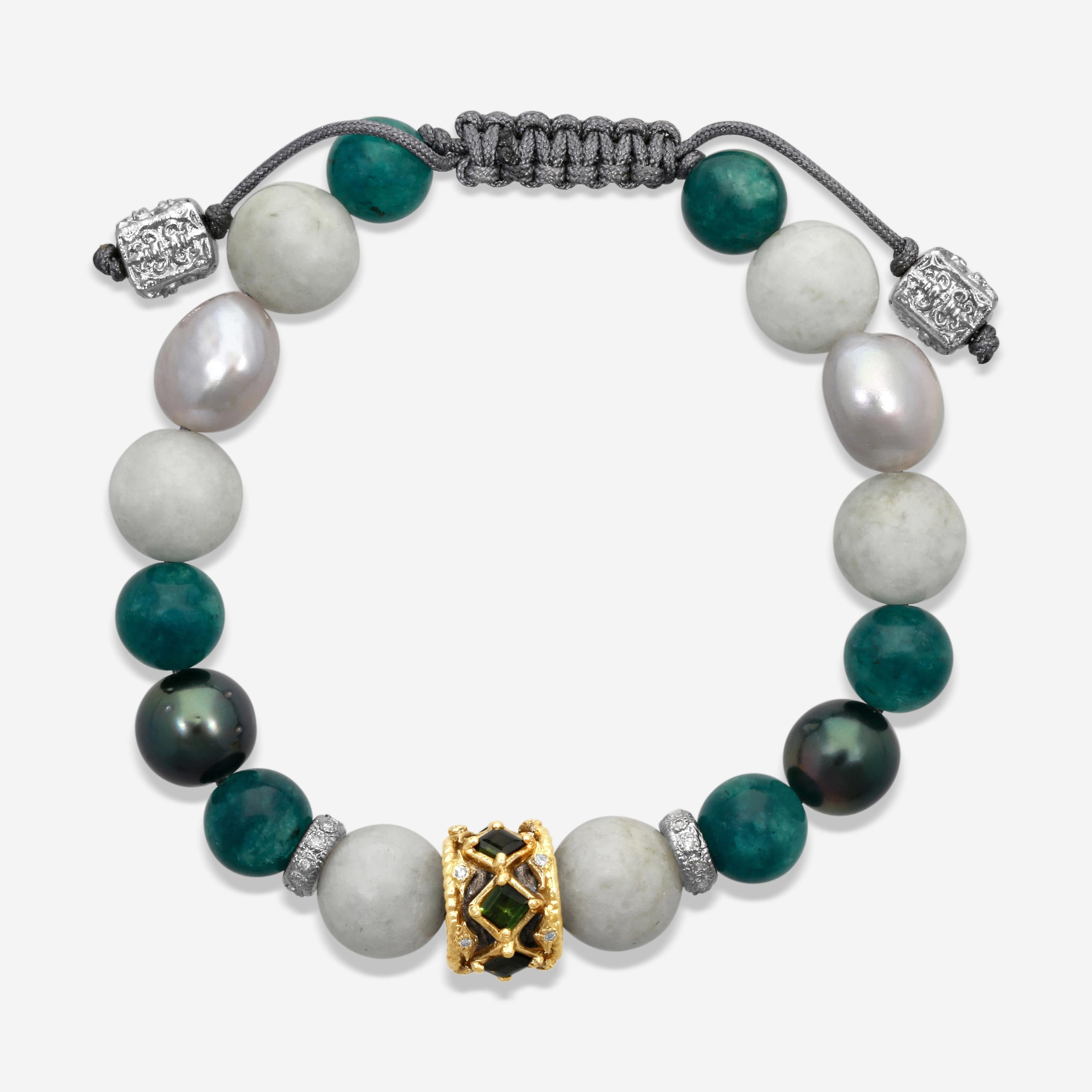 Armenta 18K Yellow Gold & Grey Sterling Silver Multi-Stone Beaded Bracelet 23369