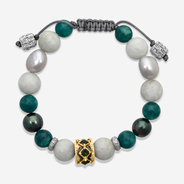 Armenta 18K Yellow Gold & Grey Sterling Silver Multi-Stone Beaded Bracelet 23369