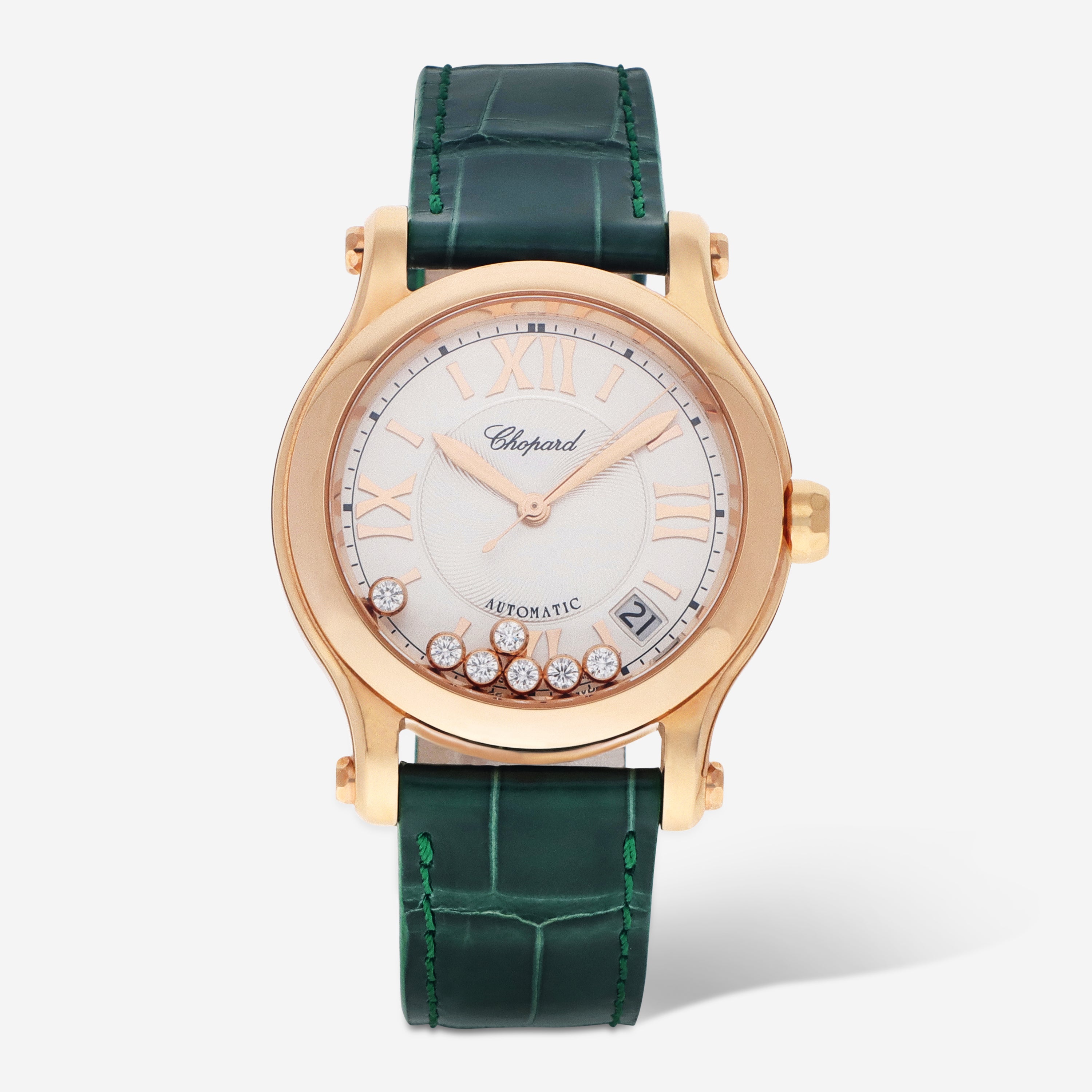 Chopard Happy Sport 18K Rose Gold Diamond Automatic Ladies Watch 274808-5001