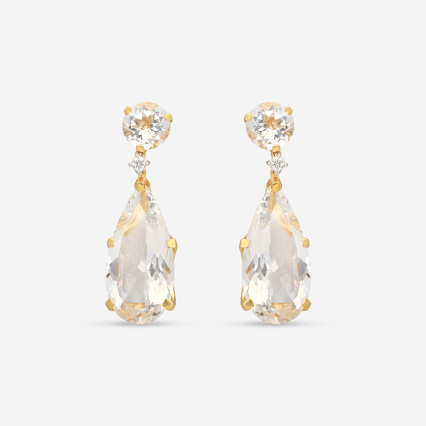 Casato 18K Yellow Gold, Rock Crystal and Diamond Drop Earrings 238335 - THE SOLIST