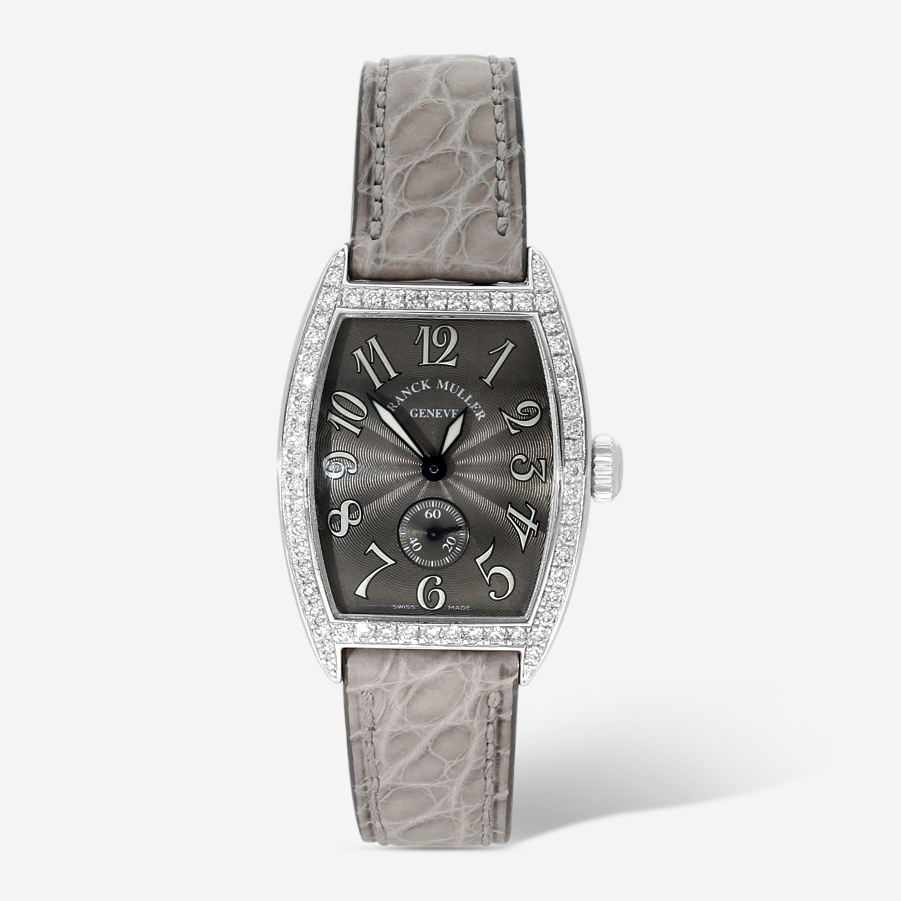 Franck Muller Cintree Curvex Platinum Manual Wind Diamond Ladies Watch 1750S6DP