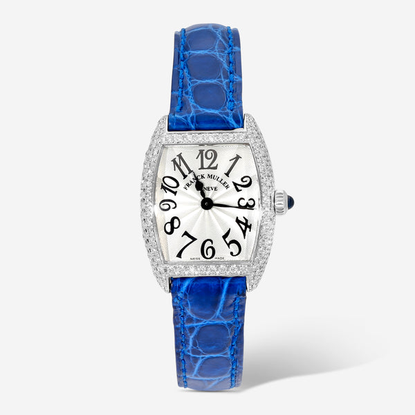 Franck Muller Cintree Curvex 18K White Gold Diamond Quartz Ladies Watch 2250QZD