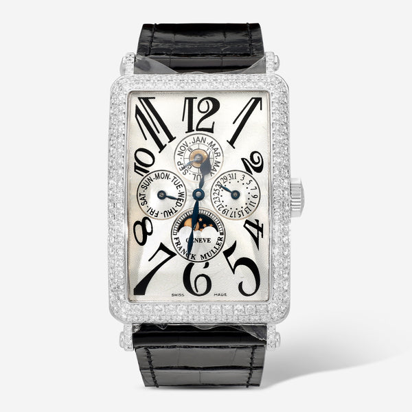 Franck Muller Long Island Quantieme Perpetual 18K White Gold Diamond Automatic Unisex Watch 1200QPD