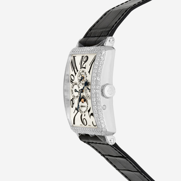 Franck Muller Long Island Quantieme Perpetual 18K White Gold Diamond Automatic Unisex Watch 1200QPD