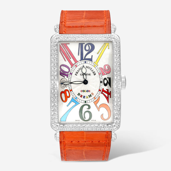 Franck Muller Long Island Color Dreams 18K White Gold Diamond Automatic Unisex Watch 1200SCD_Orange - THE SOLIST