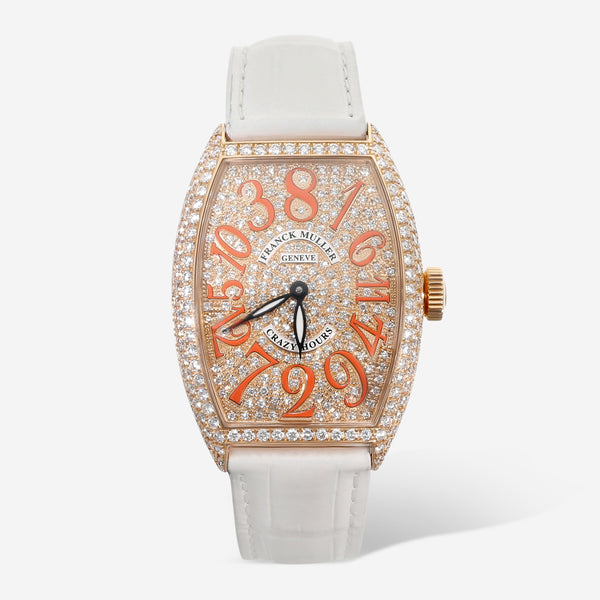 Franck Muller Cintree Curvex Crazy Hours 18K Rose Gold Diamond Automatic Ladies Watch 5850CHDCD