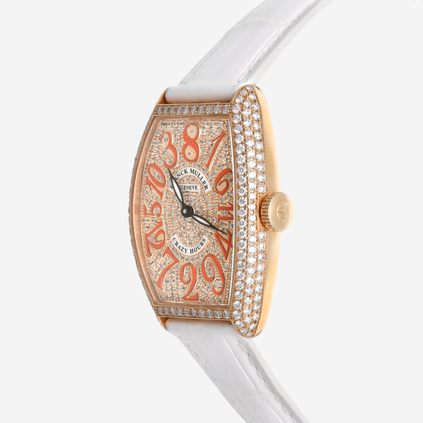 Franck Muller Cintree Curvex Crazy Hours 18K Rose Gold Diamond Automatic Ladies Watch 5850CHDCD