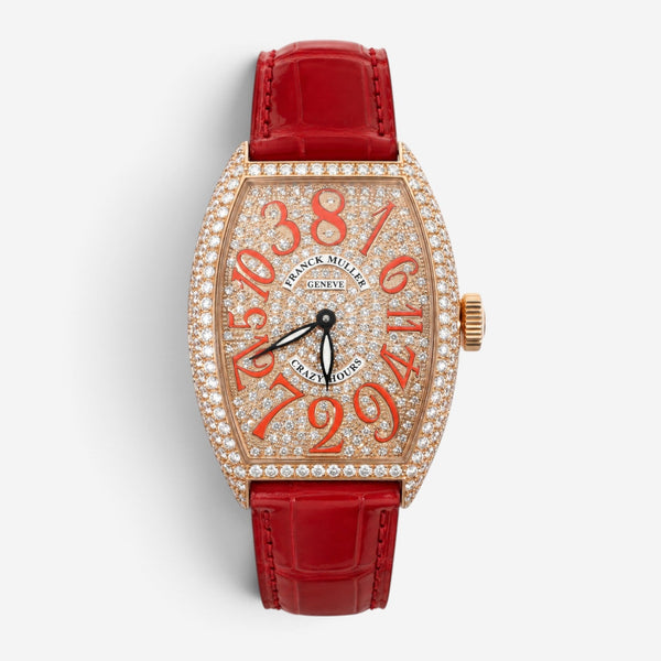 Franck Muller Cintree Curvex Crazy Hours 18K Rose Gold Diamond Automatic Ladies Watch 5850CHDCD