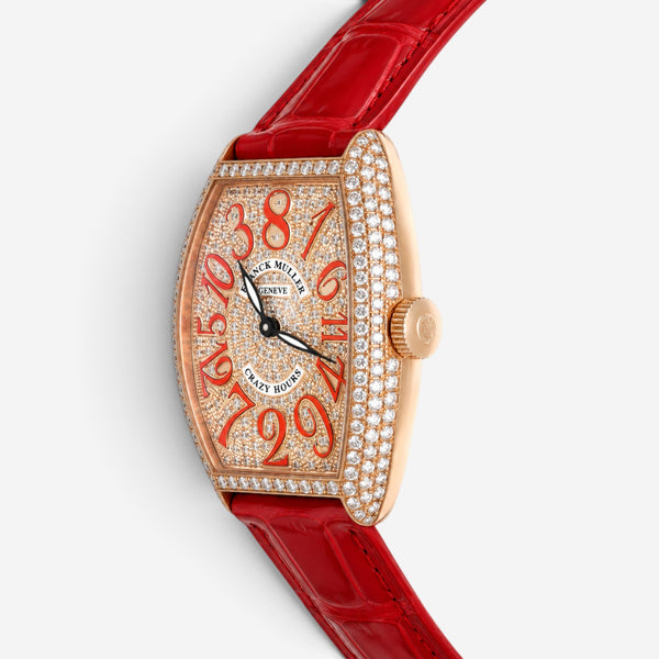 Franck Muller Cintree Curvex Crazy Hours 18K Rose Gold Diamond Automatic Ladies Watch 5850CHDCD