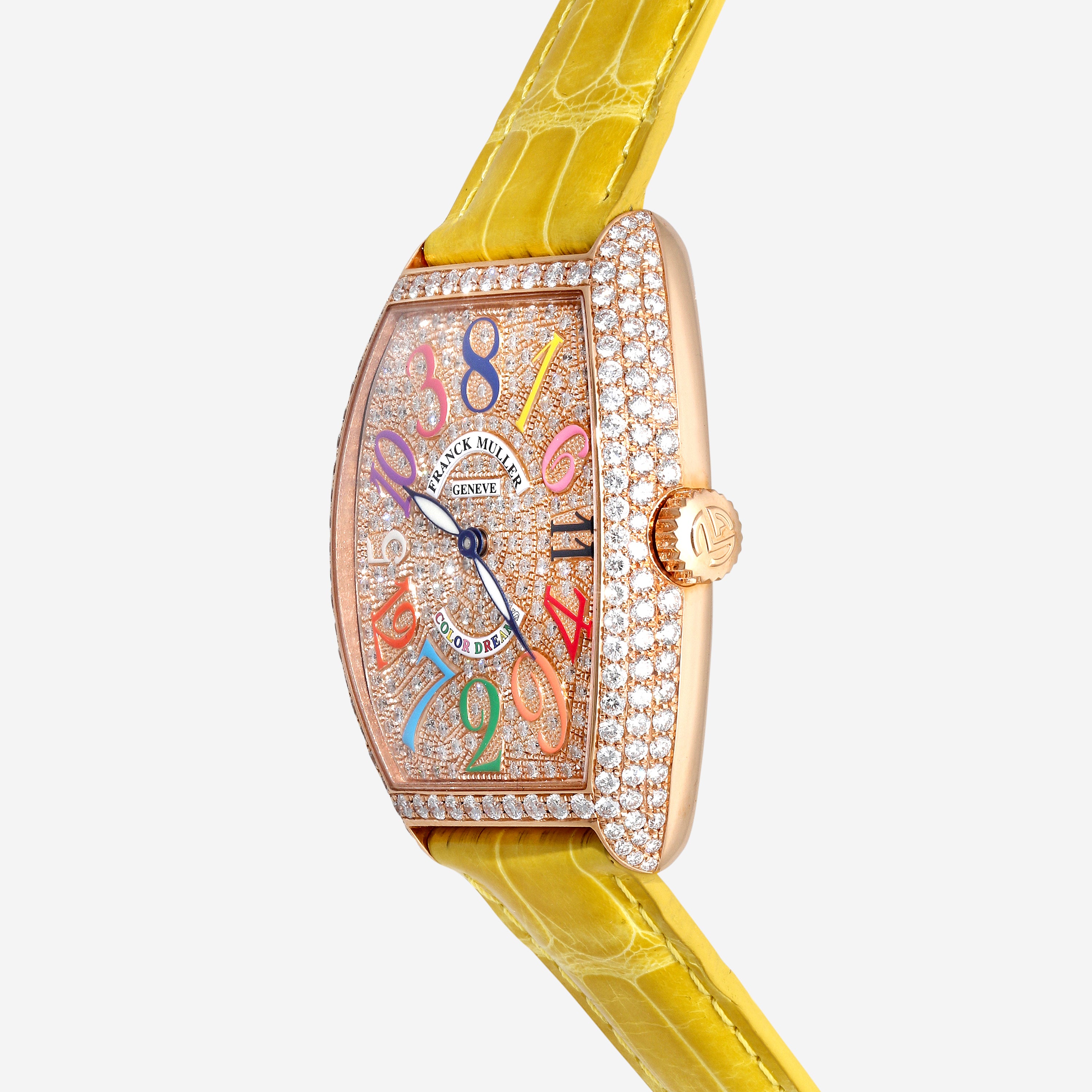 Franck Muller Cintree Curvex Crazy Hours Color Dreams 18K Rose Gold Diamond Automatic Watch 7851CHCOLDRMDCD - THE SOLIST