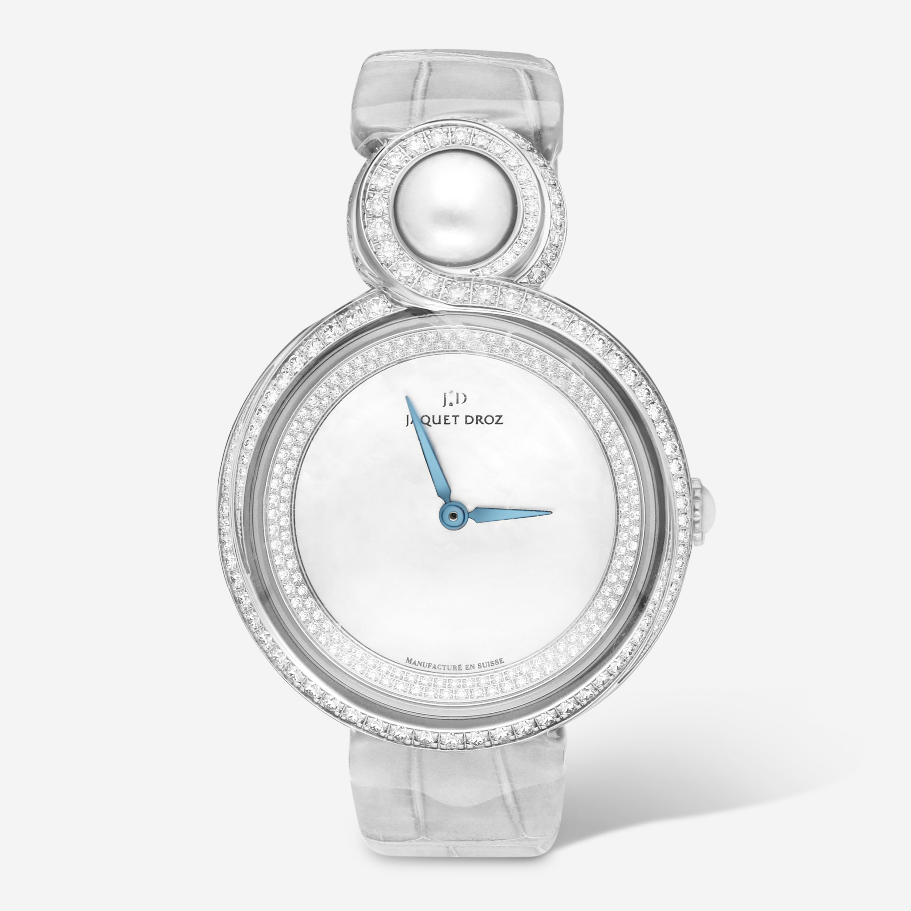 Jaquet Droz Petite Heure Minute 18K White Gold Diamond Automatic Ladies Watch J014504570