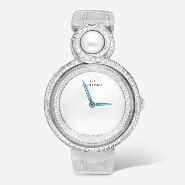 Jaquet Droz Petite Heure Minute 18K White Gold Diamond Automatic Ladies Watch J014504570