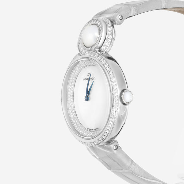 Jaquet Droz Petite Heure Minute 18K White Gold Diamond Automatic Ladies Watch J014504570