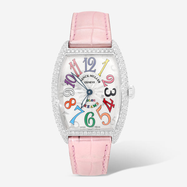 Franck Muller Cintrée Curvex Color Dreams 18K White Gold Diamond Quartz Ladies Watch 7502QZCOLDRMD