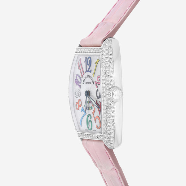 Franck Muller Cintrée Curvex Color Dreams 18K White Gold Diamond Quartz Ladies Watch 7502QZCOLDRMD