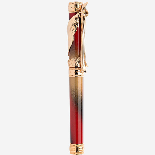 S.T. Dupont Phoenix Renaissance Red Lacquer & Yellow Gold Plated Fountain Pen 241035