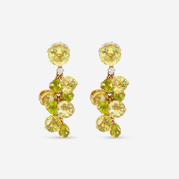 Casato 18K Yellow Gold, Prasiolite, Quartz and Diamond Drop Earrings 24271 - THE SOLIST