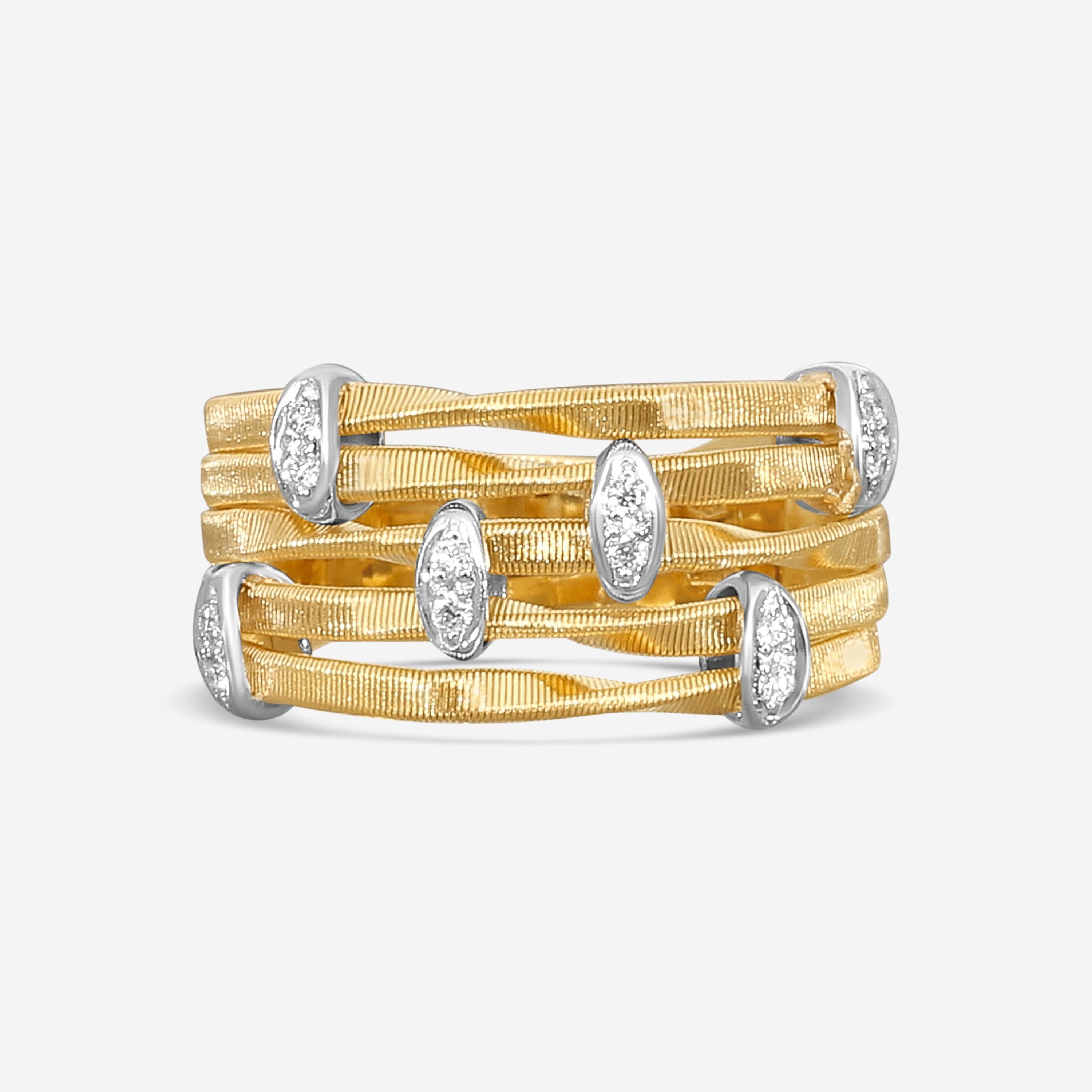 Marco Bicego Marrakech Onde 18K Yellow & White Gold Diamond Ring Sz. 7 AG340_B_Y