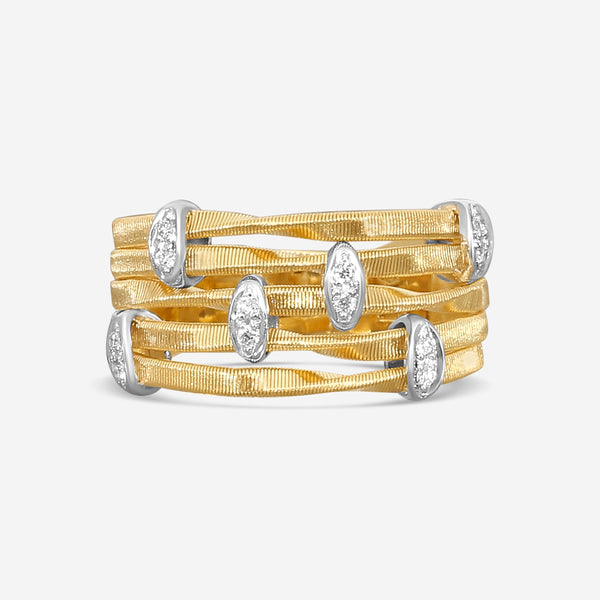 Marco Bicego Marrakech Onde 18K Yellow & White Gold Diamond Ring Sz. 7 AG340_B_Y