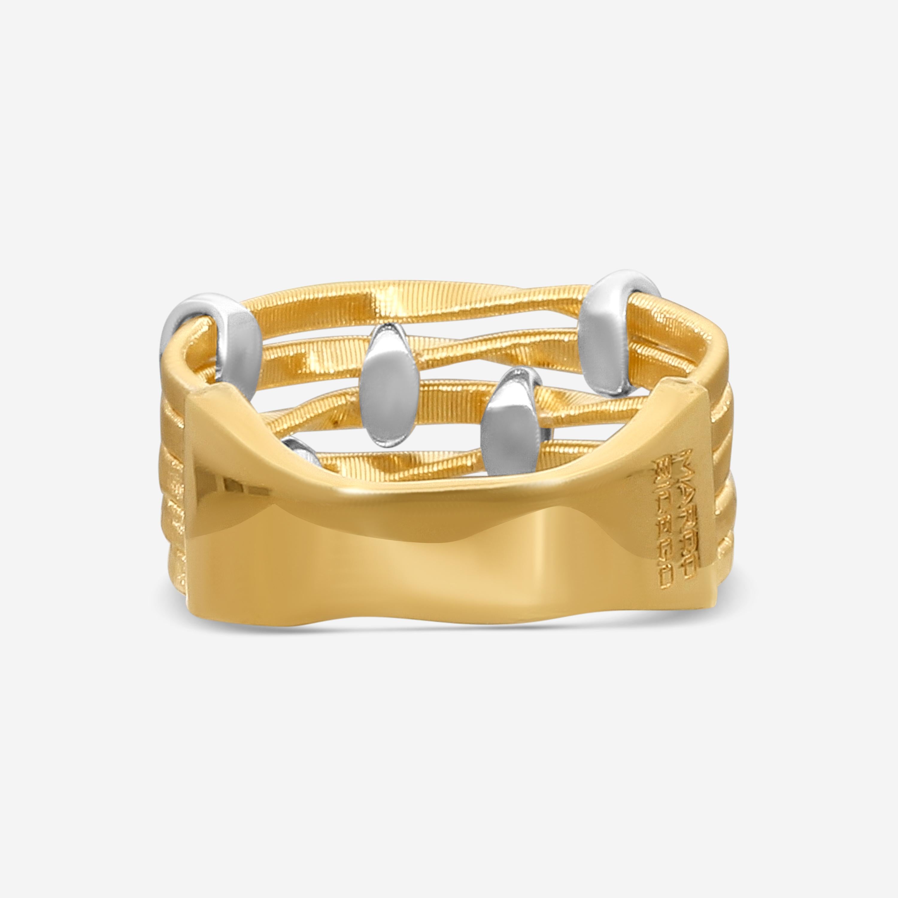 Marco Bicego Marrakech Onde 18K Yellow & White Gold Diamond Ring Sz. 7 AG340_B_Y