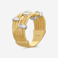 Marco Bicego Marrakech Onde 18K Yellow & White Gold Diamond Ring Sz. 7 AG340_B_Y