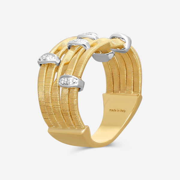 Marco Bicego Marrakech Onde 18K Yellow & White Gold Diamond Ring Sz. 7 AG340_B_Y