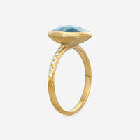 Marco Bicego Jaipur 18K Yellow Gold Aquamarine & Diamond Statement Ring Sz. 8 AB586-B_AQ01_Y_02